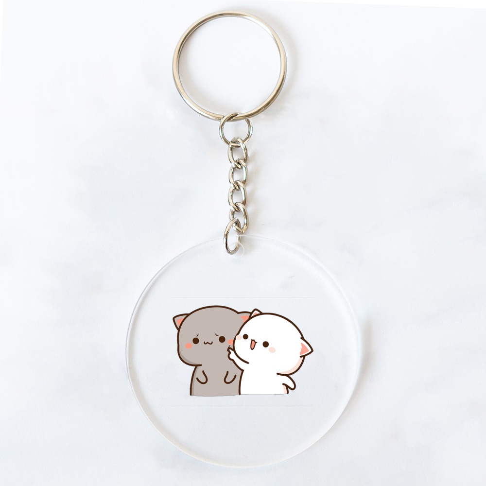 Dễ Thương Móc Chìa Khóa acrylic Trong Suốt Hình Mèo Và Bào Đáng Yêu her / His