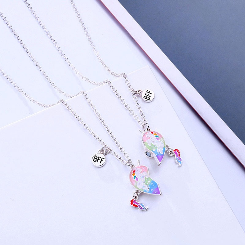 Vòng cổ Yixinzi Mặt Hình Kỳ Lân Nhiều Màu Sắc Dễ Thương Có Nam Châm