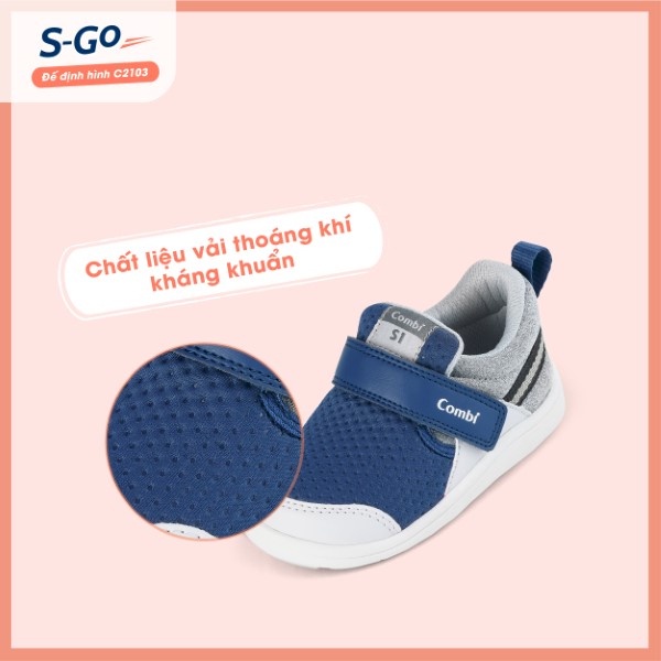 Giày Combi S-Go đế định hình C2103 màu đen/hồng Pastel/xanh Coban