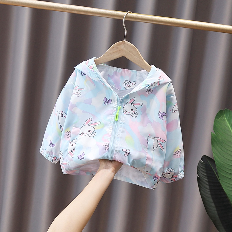 Áo Khoác Chống Gió Có Mũ Trùm Thời Trang Xuân Thu Cho Bé Gái