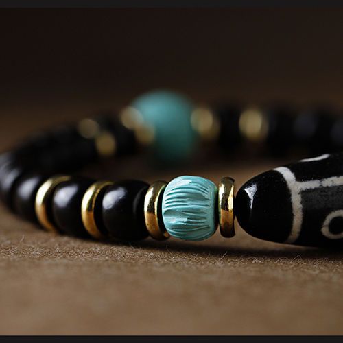 Vòng Tay Chuỗi Hạt Đá Mã Não Tự Nhiên Chín Mắt Dzi Mẫu Phía Sau Cho Nam Và Nữ Wenwan Rosary