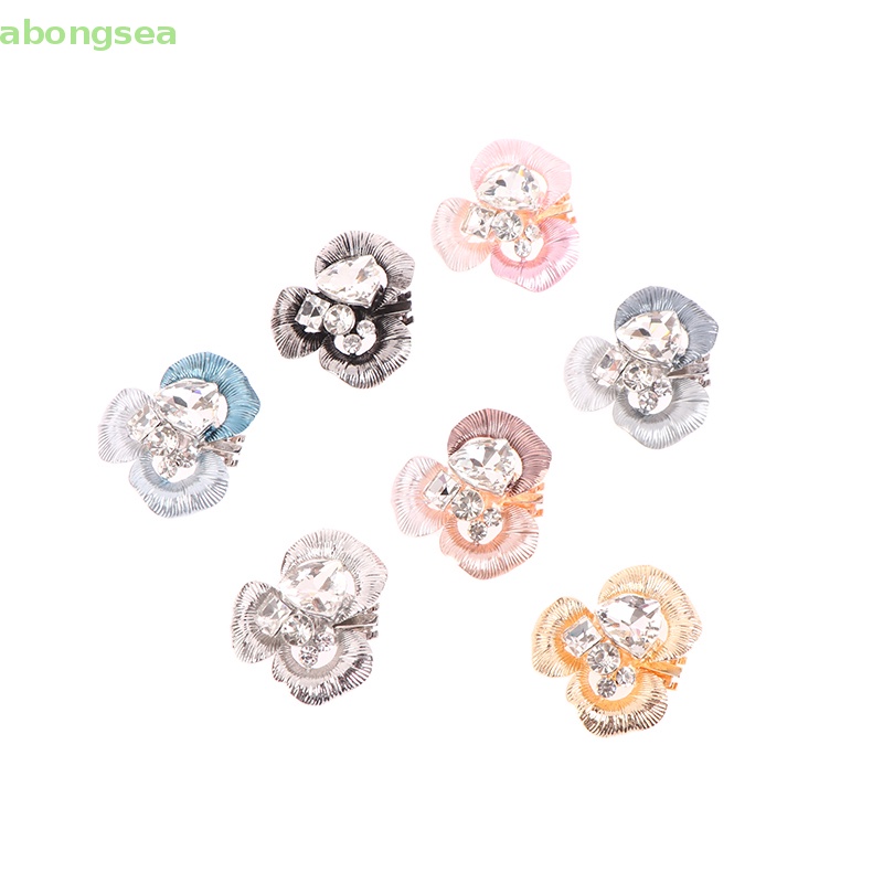 Abongsea Kẹp Cài Khóa Giày Cao Gót Hình Hoa Đính Đá Thanh Lịch Cho Nữ