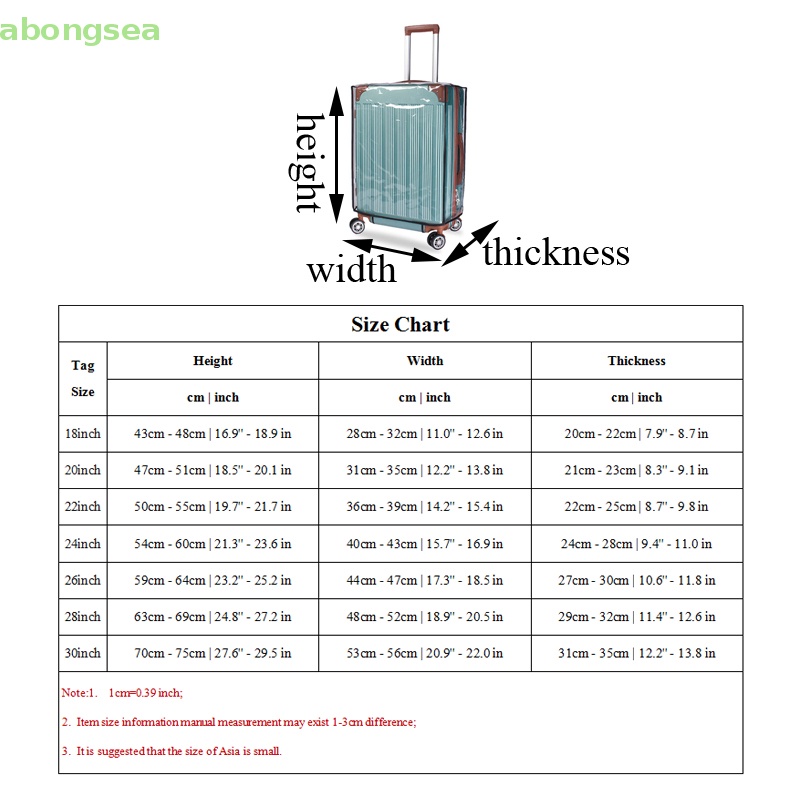 Abongsea Vỏ Bọc Vali Du Lịch Bằng PVC Trong Suốt Chống Nước Chống Bụi