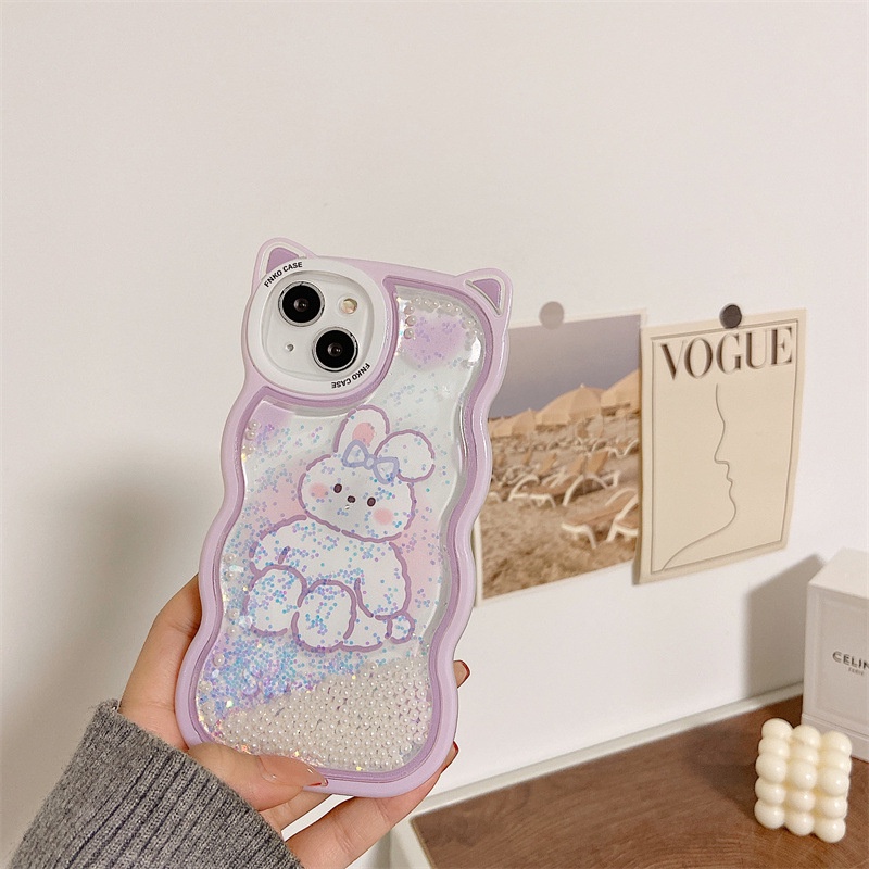 Ốp Điện Thoại Cát Chảy Hình Thỏ Nơ Cho IPhone 12 11ProMax XR Apple 13 Xs 11