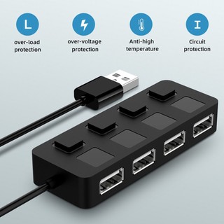 Usb 2.0 Hub Multi Splitter 4 Ports Expander Multiple Use Power Adapter With Switch For Pc Computer [Q/15]