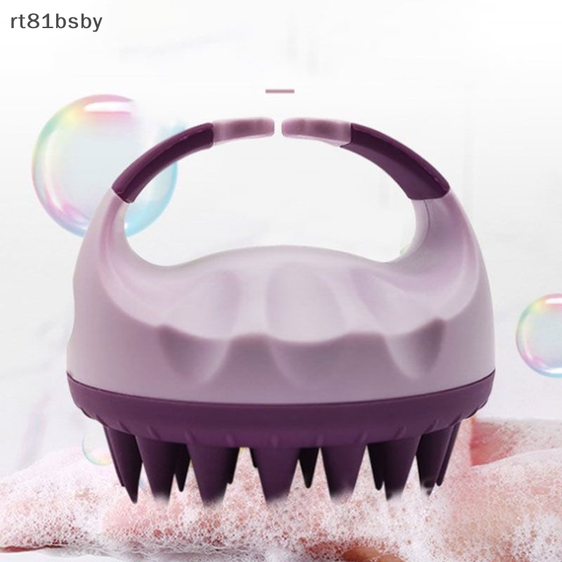 Bàn Chải Gội Đầu Mát Xa Da Đầu Bằng Silicon Mềm Hình Tròn Cầm Tay Tiện Lợi