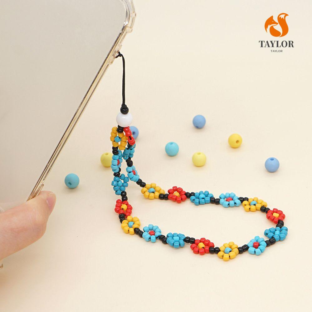 Taylor1 Vòng Đeo Tay Dạng Chuỗi Hạt Sọc Cầu Vồng In Chữ Love / Hoa Chống Thất Lạc Thời Trang Mùa Hè