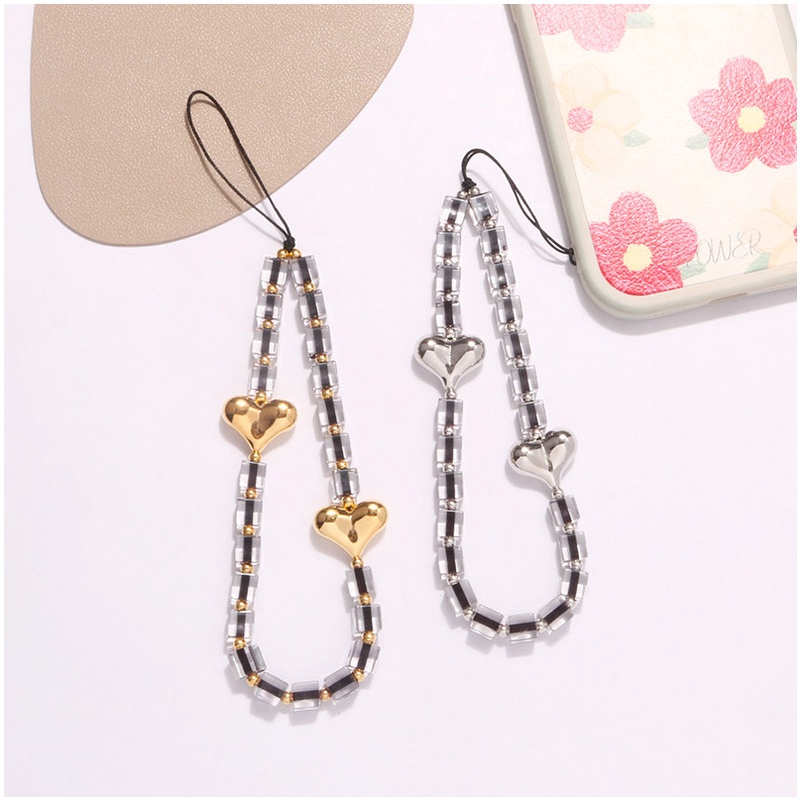 Dây Đeo Chuỗi Hạt Hình Trái Tim Bằng Acrylic Mạ Điện Chống Thất Lạc Cho iPhone Samsung OPPO VIVO Huawei Redmi Xiaomi