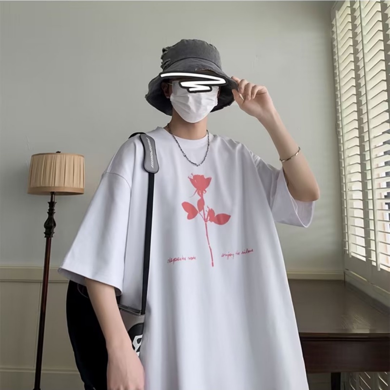 Áo Thun Tay Ngắn Dáng Rộng In Chữ Phong Cách Hàn Quốc Thời Trang Cho Nam Size M-5XL