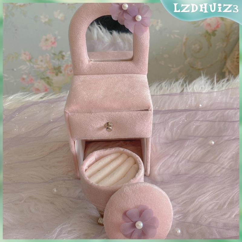 Giá Đỡ Trang Sức Đồ Chơi Để Bàn Trang Điểm Mini Màu Hồng Cho Búp Bê Bé Gái Và Bé Gái