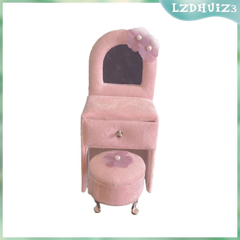 Giá Đỡ Trang Sức Đồ Chơi Để Bàn Trang Điểm Mini Màu Hồng Cho Búp Bê Bé Gái Và Bé Gái