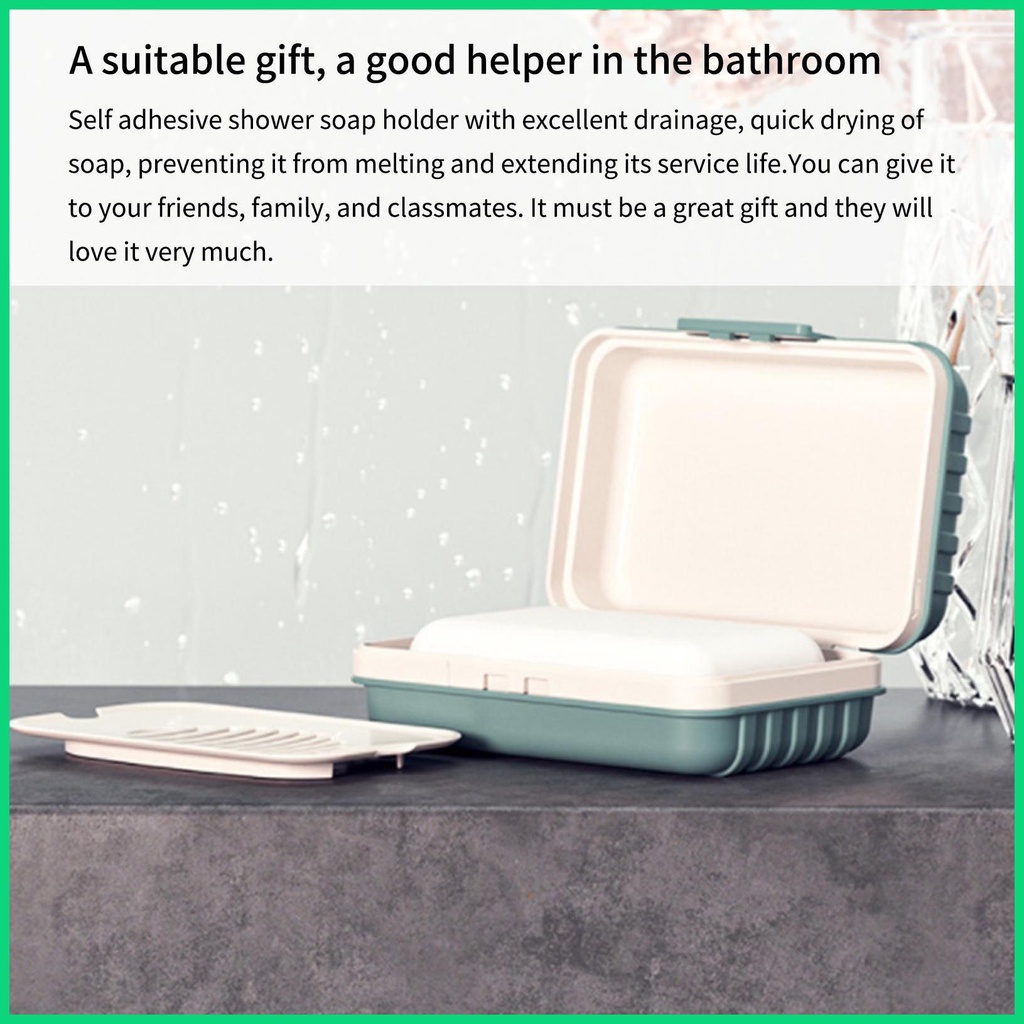 Giá Đỡ Xà Phòng Tự Dính Có Rãnh Thoát Nước Di Động Cho Nhà Ở