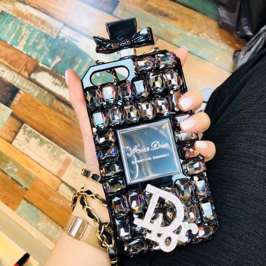 Ốp Điện Thoại Hình Chai Nước Hoa Dát Đá Sang Trọng Cho iPhone13promax 12pro 11 XSmax 14plus