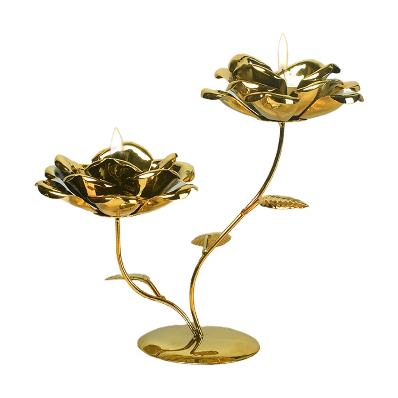 Giá Đỡ Nến Bằng Kim Loại Mạ Sắt Hình Hoa Sen Phong Cách Bắc Âu