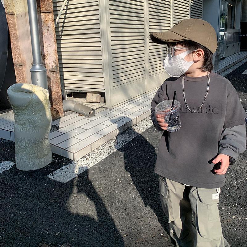 Áo Thun Nam Dài Tay Cổ Tròn Giả Hai Lớp In Hình Phong Cách Hàn Quốc Mới