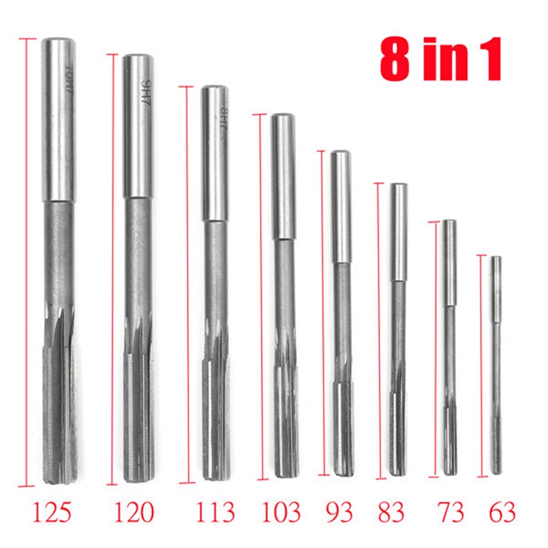 Set 8 Mũi Khoan HSS H7 3 / 4 / 5 / 6 / 7 / 8 / 9 / 10mm Cho Máy Phay