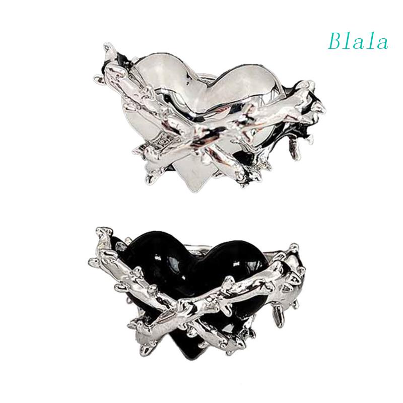 Nhẫn Hở Hình Trái Tim Đính Đá Phong Cách Punk Sáng Tạo