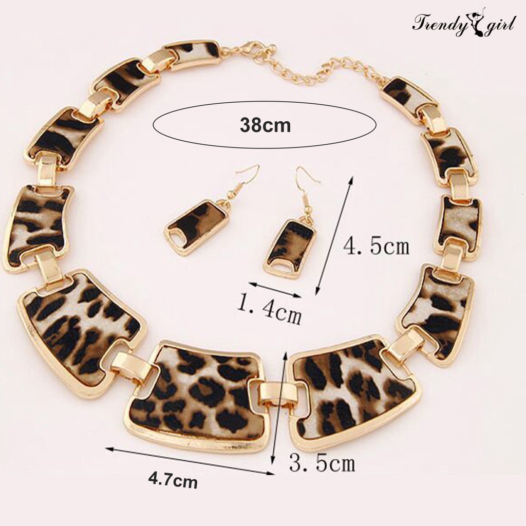 1 Set Vòng cổ Và Bông Tai Họa Tiết Da Báo Thời Trang