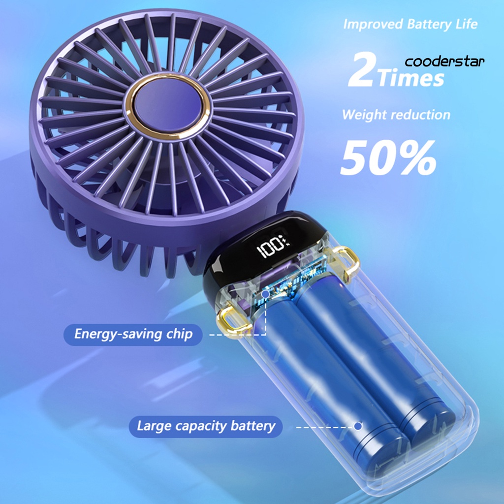1 Bộ Quạt Gập Cầm Tay 3000mAh Có Dây Đeo Hiển Thị Thời Gian Thực Tế 5 Tốc Độ Làm Mát Mùa Hè Để Bàn Siêu Êm Có Thể Gập Lại