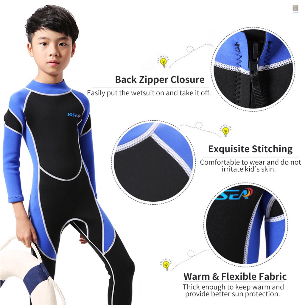 Bộ Đồ Bơi Lặn Một Mảnh Tay Dài Có Khóa Kéo Nhanh Khô Dành Cho Bé Trai Gái