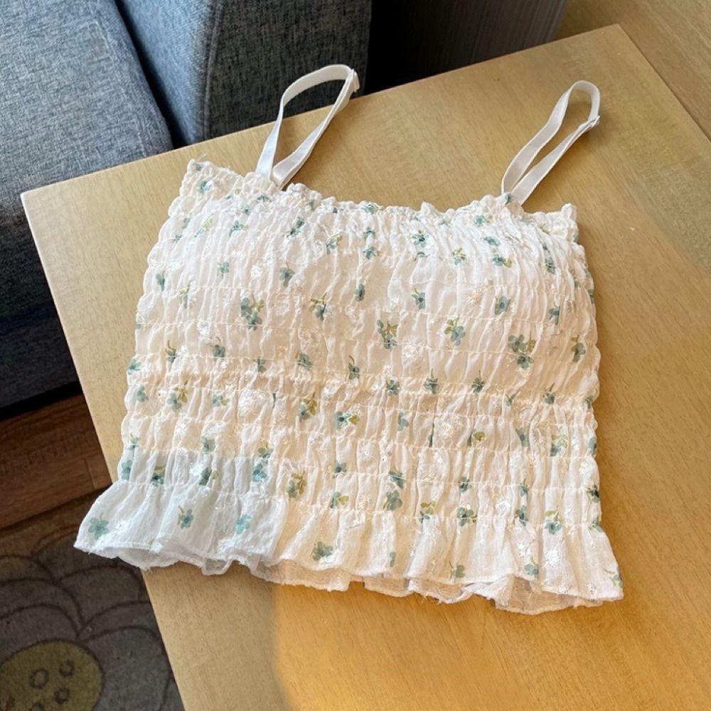 MOCHO Áo Crop Top In Hoa Dễ Thương Eo Cao Có Đệm Lót Phong Cách Hàn Quốc Thời Trang Mùa Hè Năng Động