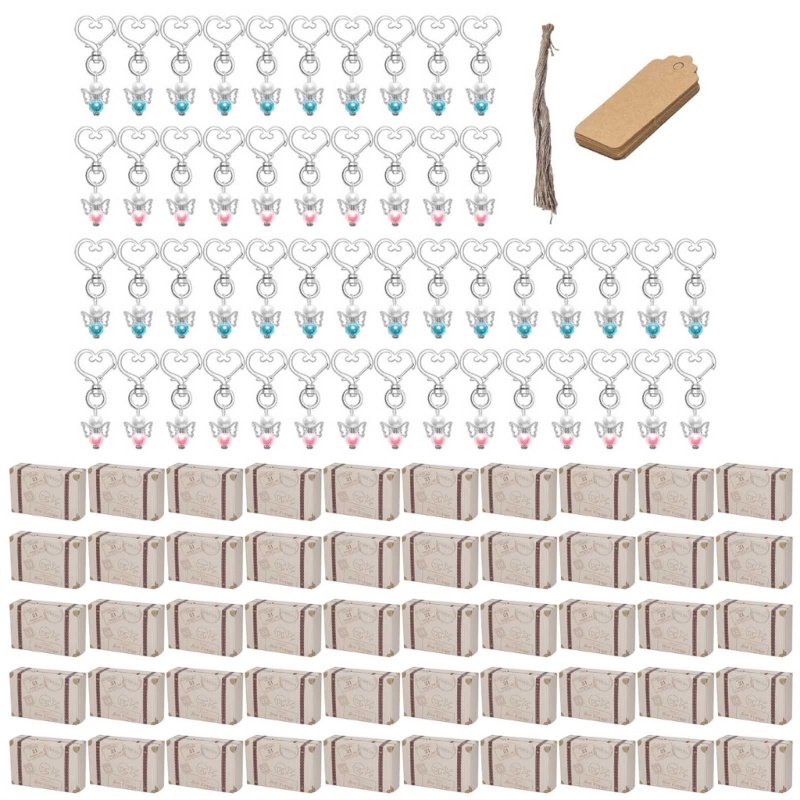 Set 50 Móc Khóa Thiên Thần Kèm Thẻ Giấy Kraft Trang Trí Tiệc Cưới