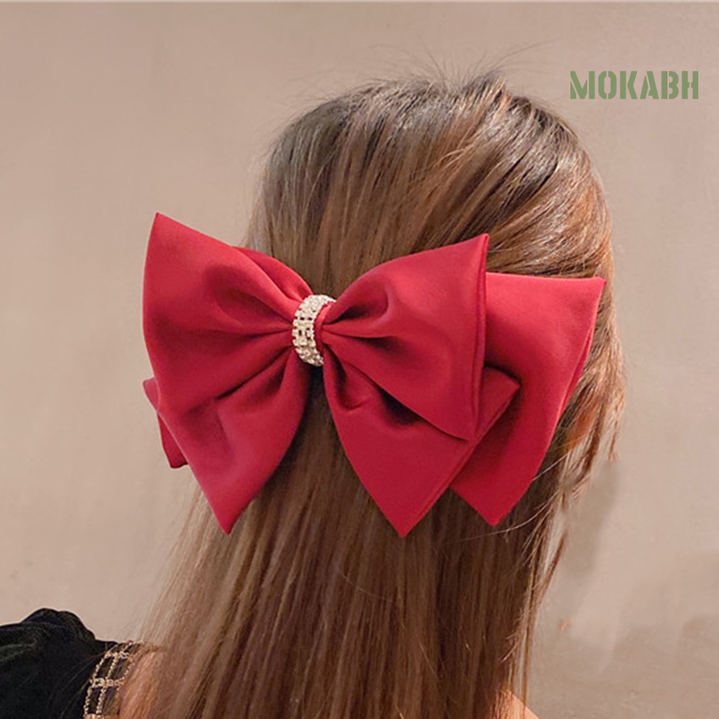 Kẹp Tóc Hình Nơ Hai Lớp Đính Đá Lấp Lánh Chống Trượt