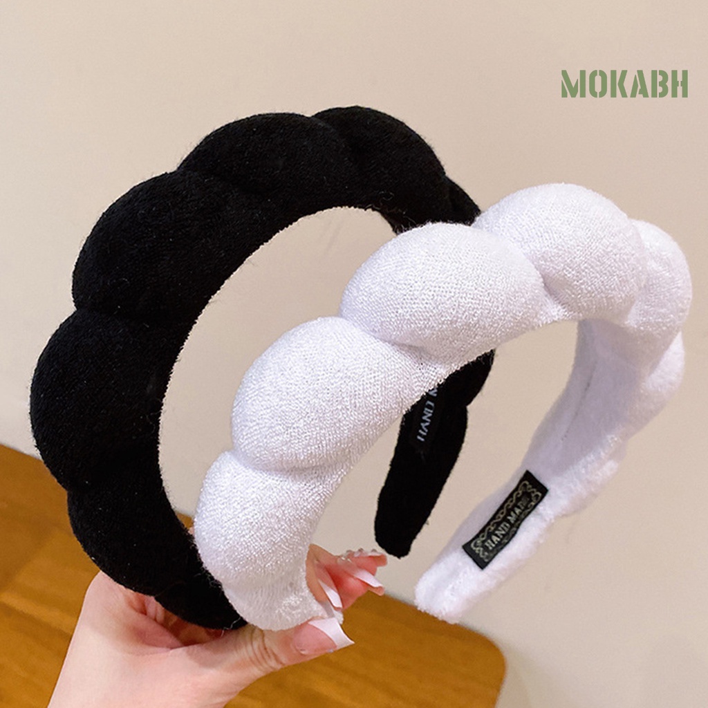 Băng Đô Cài Tóc Dày Co Giãn Chống Trượt Màu Trơn Dành Cho Nữ