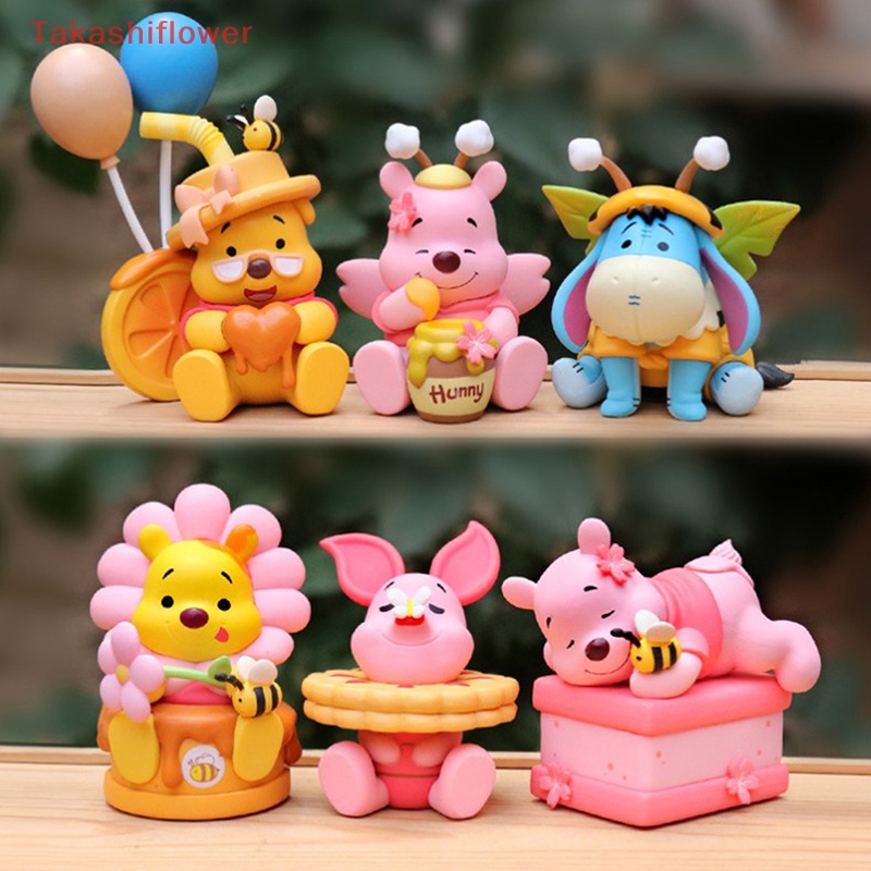 Set 6 Mô Hình Nhân Vật Hoạt Hình Winnie The Pooh Piglet Eeyore Dễ Thương