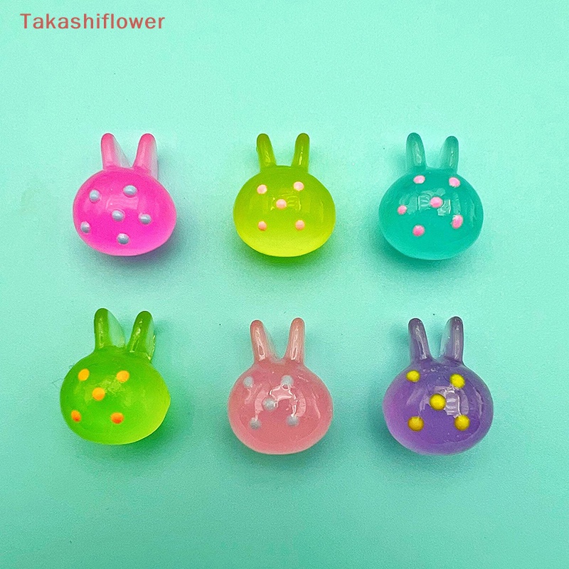 Set 5 Phụ Kiện Trang Trí Điện Thoại / Tủ Lạnh Hình Đầu Thỏ Màu Dạ Quang DIY