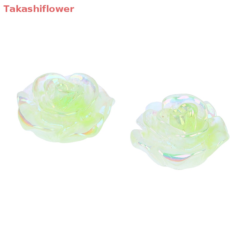 Set 2 Mô Hình Hoa Hồng Dạ Quang Mini Bằng Nhựa Resin Trang Trí Sân Vườn DIY