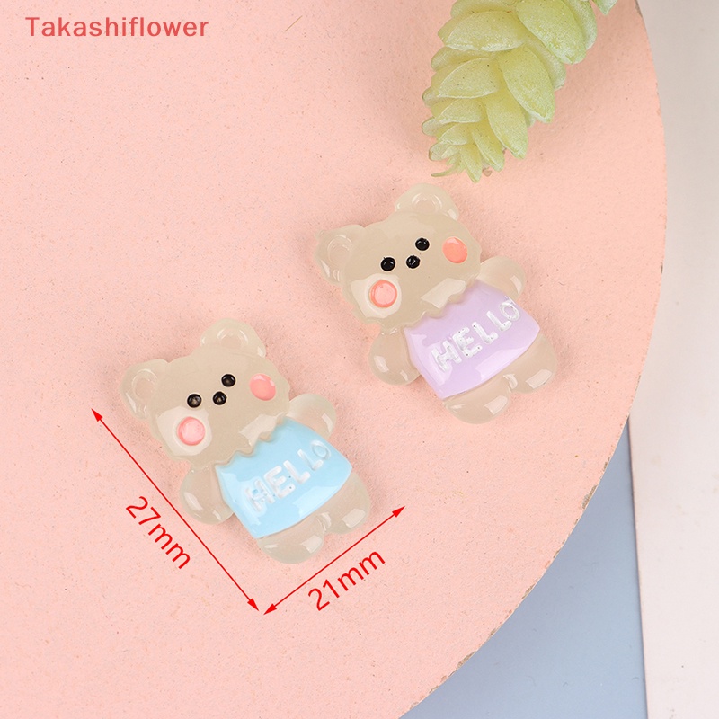 Bộ 2 Gấu Bông Mini Bằng Nhựa Phát Quang DIY Trang Trí Nhà Búp Bê