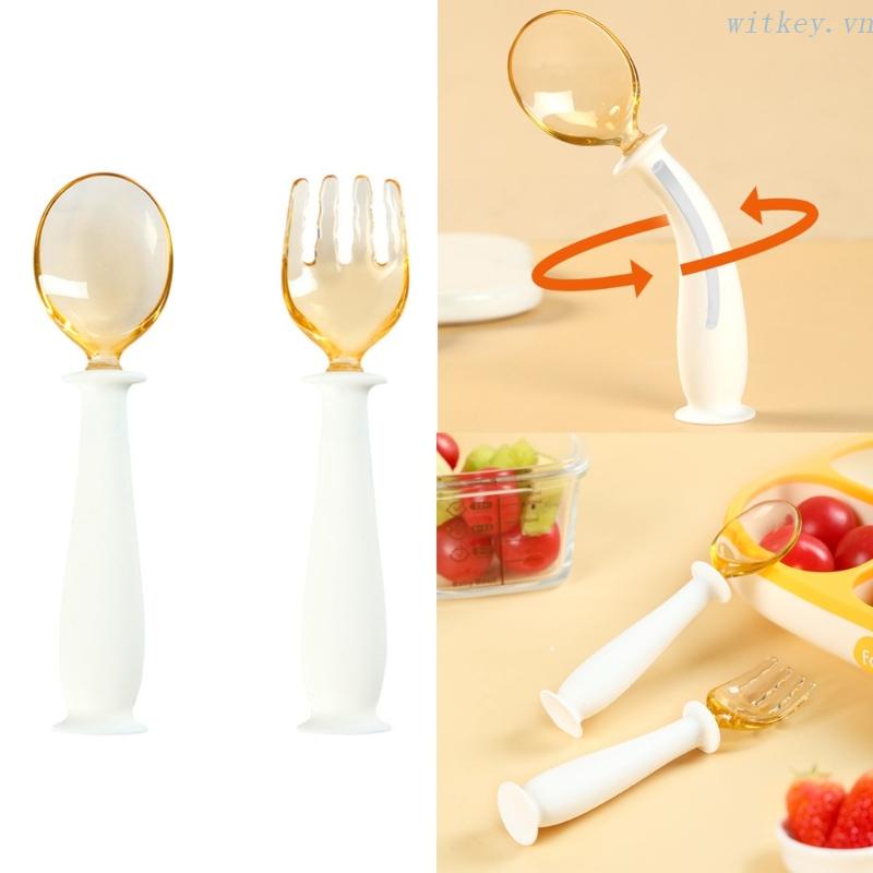 Bộ Muỗng Nĩa Silicone Tập Ăn Có Giác Hút Dành Cho Trẻ Em