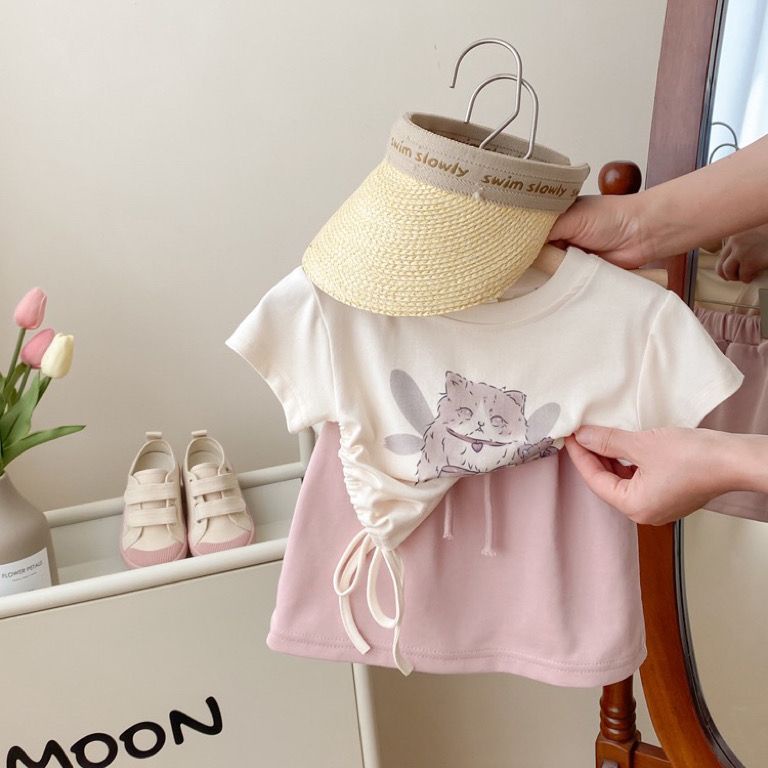 Set Áo Thun Tay Ngắn Và Chân Váy Thời Trang Hè 2023 Mới Cho Bé Gái