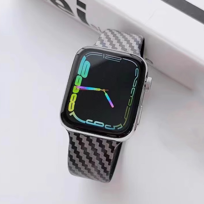 Dây Đeo Đồng Hồ Bằng silicone Sợi Carbon Cho Apple Watch 49mm 45mm 44mm Series 8 7 6 5 4 3 SE