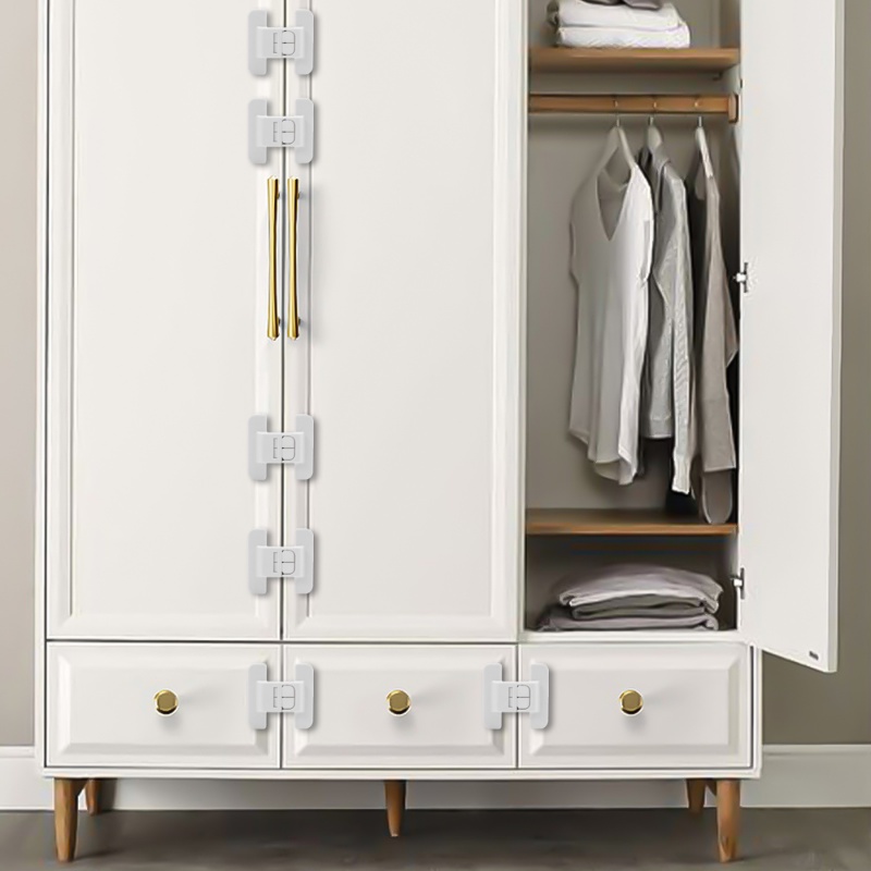 Khóa Cửa Tủ Lạnh / Đồ Nội Thất Bằng ABS Chống Kẹp Tay Đa Năng Siêu Bền An Toàn Cho Bé