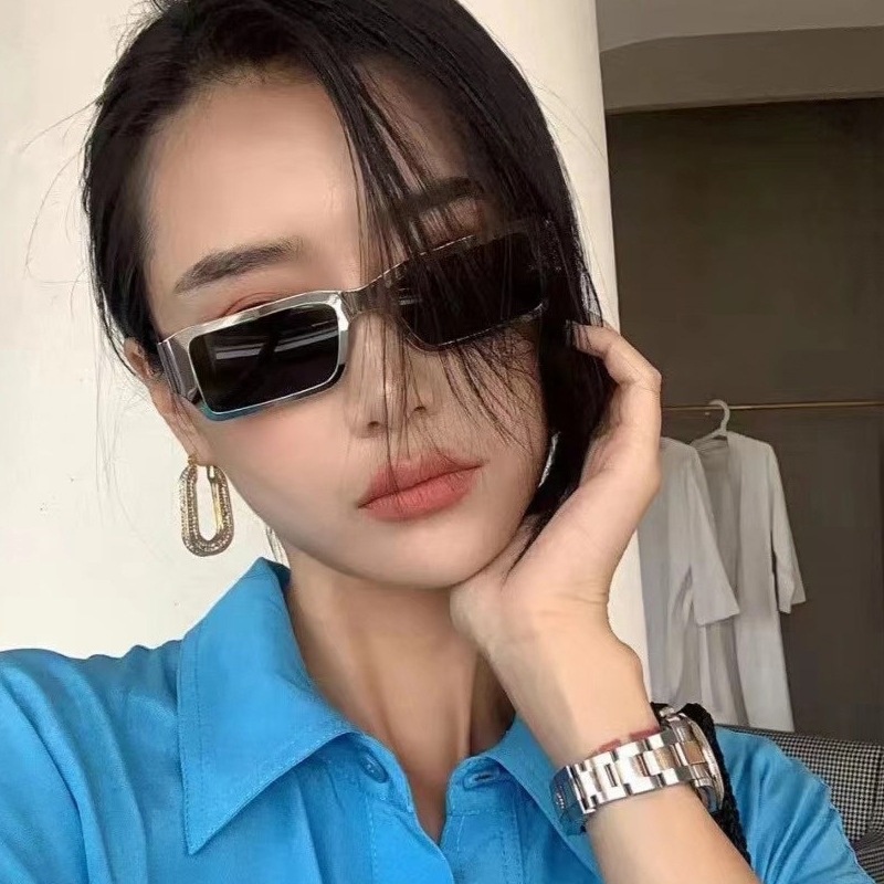 Kính Mát Gọng Kim Loại Vuông / Chữ Nhật Phong Cách Hip hop