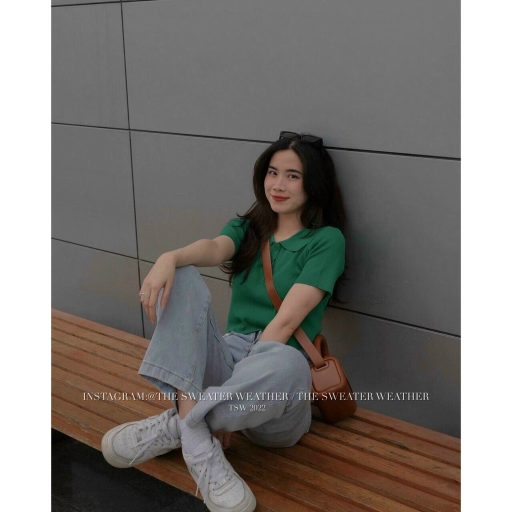 Áo Ngắn Thun Gân Cổ Bẻ Kèm Gài Nút Ngắn Tay Xinh Xắn TTVV0471