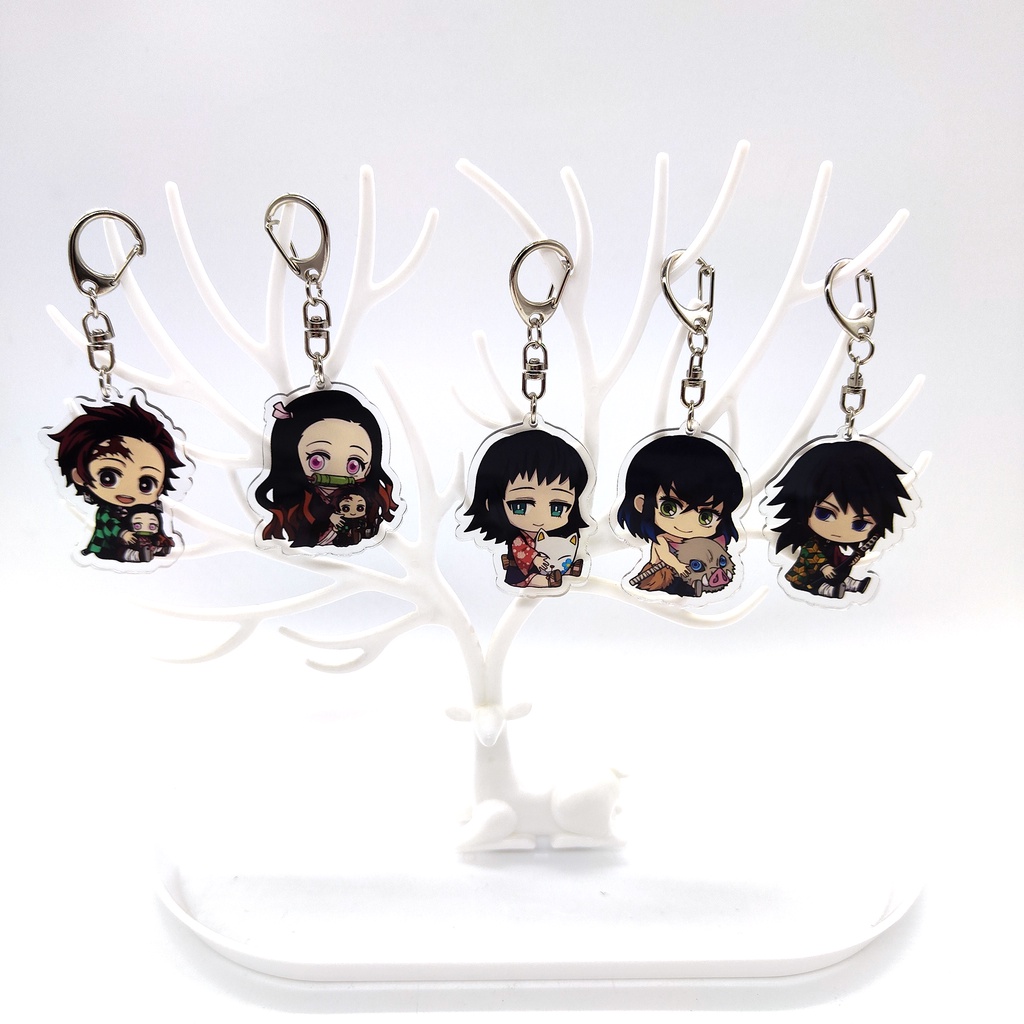 Anime keychain demon slayer nhân vật dễ thương móc khóa kimetsu no yaiba phụ kiện túi hoạt hình móc chìa khóa cho người hâm mộ quà tặng