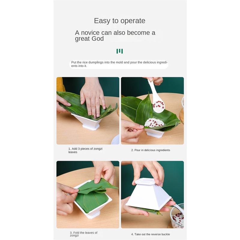 Dragon Boat Festival zongzi Khuôn tam giác bốn góc gói zongzi tạo tác Tiện Ích Nhà Bếp Gói Nhanh zongzi mô hình nhựa hình tam giác công cụ nướng