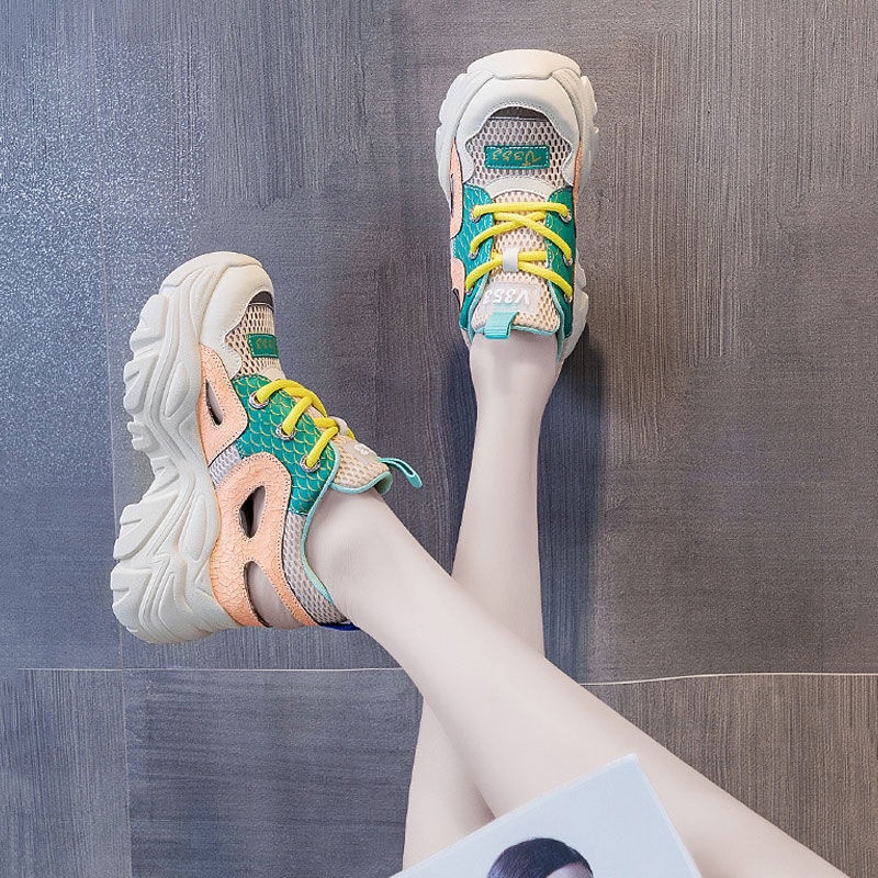 Giày Sandal Đế Dày Phối Lưới Thoáng Khí Thời Trang Mùa Hè 2023