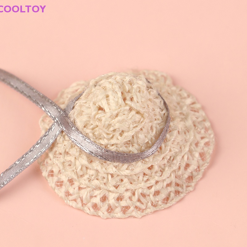 Mũ Rơm Đan Thắt Nơ Dễ Thương Trang Trí Nhà Búp Bê