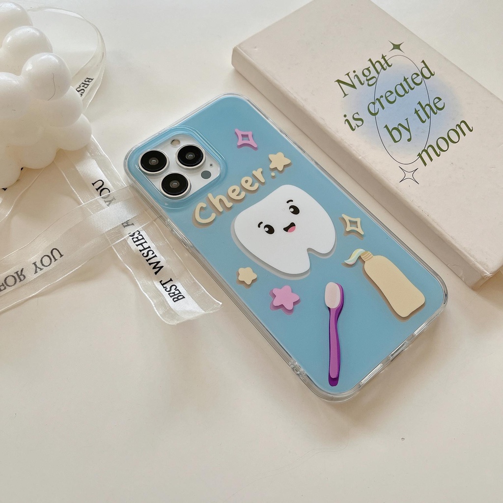 Ốp Điện Thoại TPU Mềm Trong Suốt Hai Mặt Chống Sốc Họa Tiết Hoạt Hình Dễ Thương Cho iPhone 14 13 12 11 Pro Max