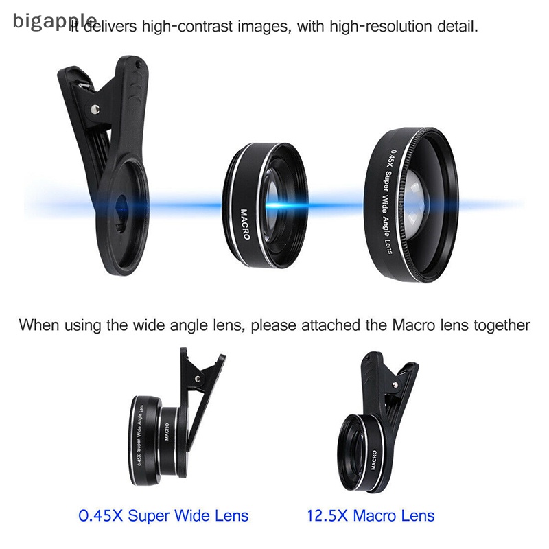 Ống Kính Macro Góc Siêu Rộng 0.45X Và 15X Kẹp Máy Ảnh Tiện Dụng Cho iphone