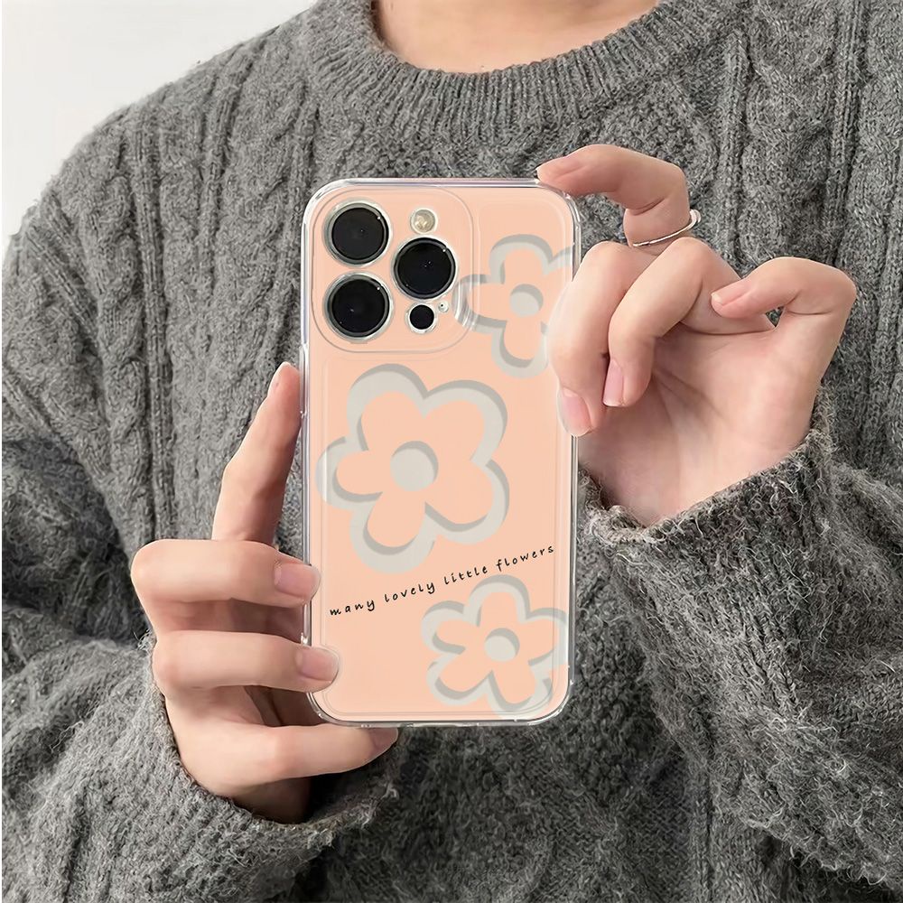 ✅Ốp Điện Thoại Viền Đen Họa Tiết Hoa Đơn Giản Chống Sốc Cho Iphone 13plus 12 6Inmax7811 14pro QLHK