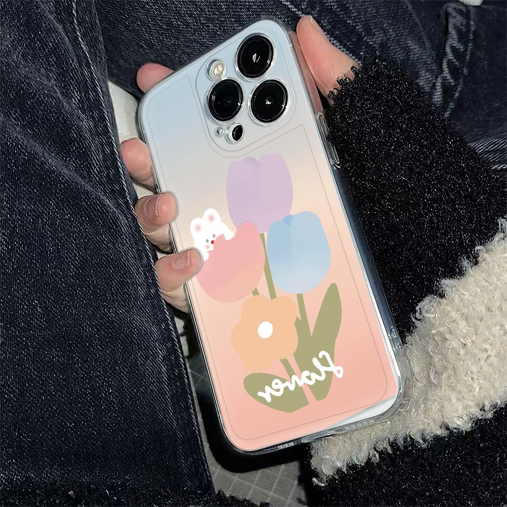 ✅Ốp Điện Thoại Mềm Chống Sốc Hình Thỏ Màu Gradient Cho Iphone 13 12 7814pro 11 Max Plus 6In CIFL