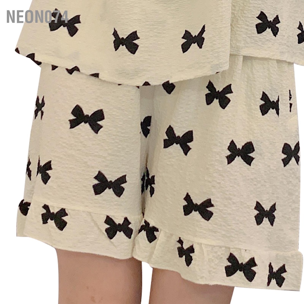 Neon074 Bộ Pyjama Nữ Áo In Hình Hoạt Dễ Thương Rời Màu Sắc Rực Rỡ Đồ Ngủ Cho Mùa Xuân Hè Nhà