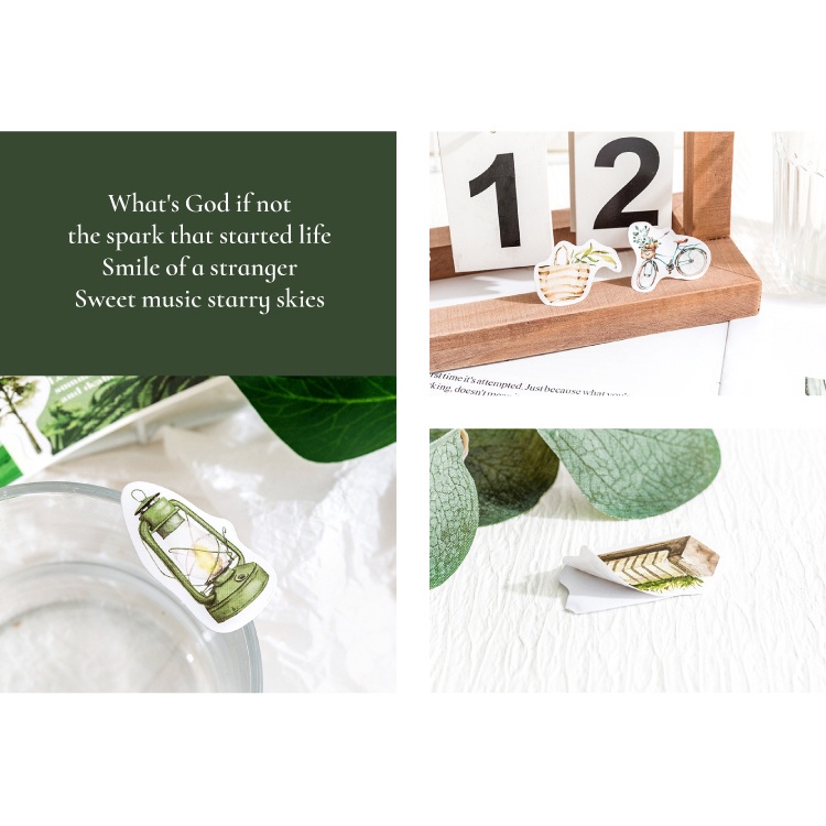 Set 45 Sticker Dán Trang Trí Sổ Tay Hình Thời Gian Cắm Trại