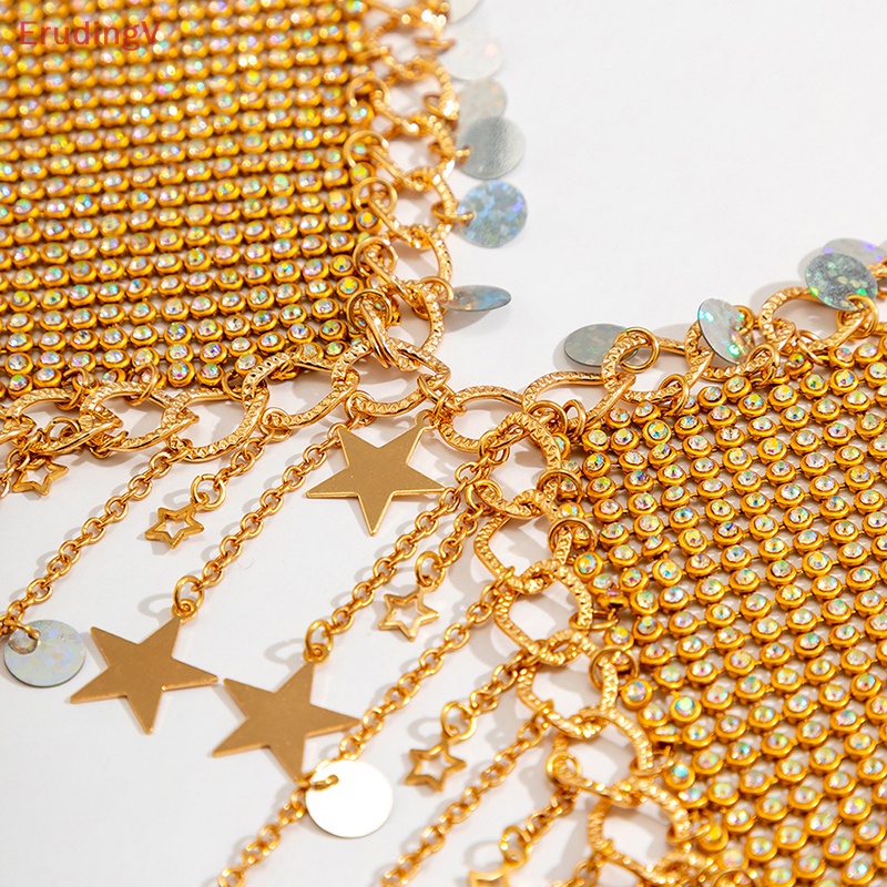 [ErudingV] Áo Crop Top Dây Tua Rua Đính Đá Lấp Lánh Trang Trí Lưng Trần Gợi Cảm Đi Tiệc Tùng Lễ Hội Cho Nữ [Mới]