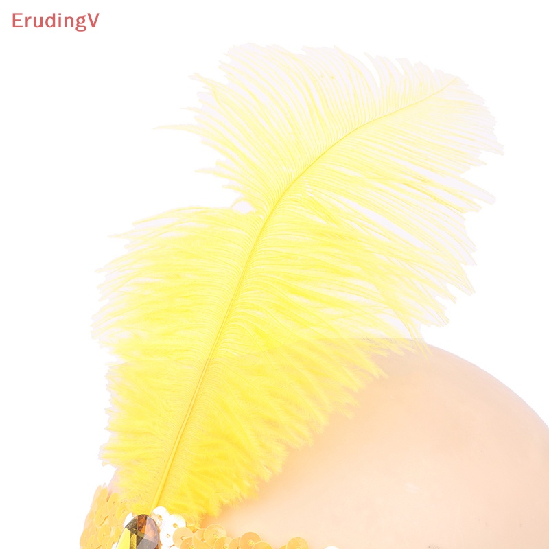 [ErudingV] Băng Đô Lông Vũ Đính Kim Sa Lấp Lánh Phong Cách Vintage Dành Cho Tiệc Hóa Trang [Mới]